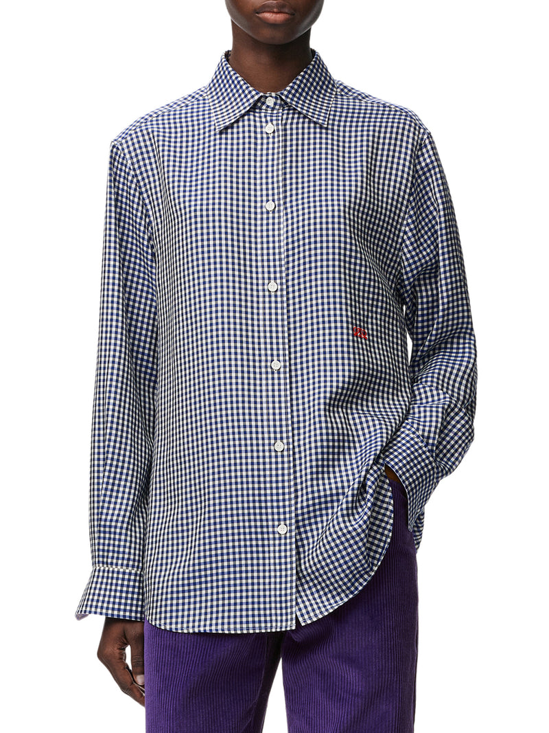 CHECKED SILK TWILL SHIRT WITH A CONTRASTING MICRO-PATTERN