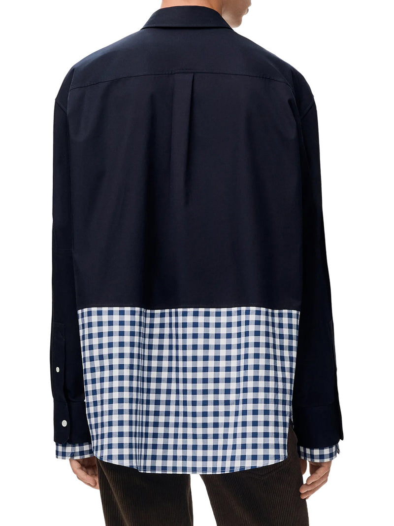 LIGHTWEIGHT COTTON TWILL AND POPLIN SHIRT WITH A CONTRASTING HEM