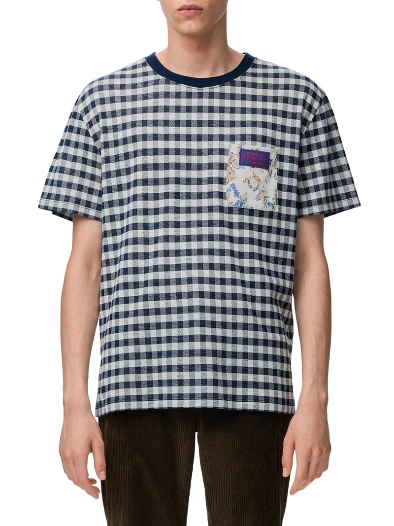 CHECKED JACQUARD COTTON JERSEY T-SHIRT