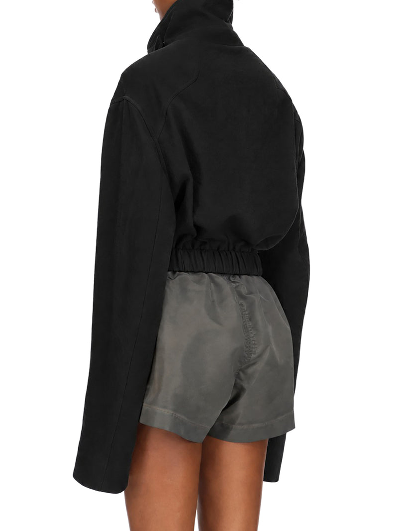 CROPPED COLLARED MAC JACKET IN A COTTON-WOOL BLEND
