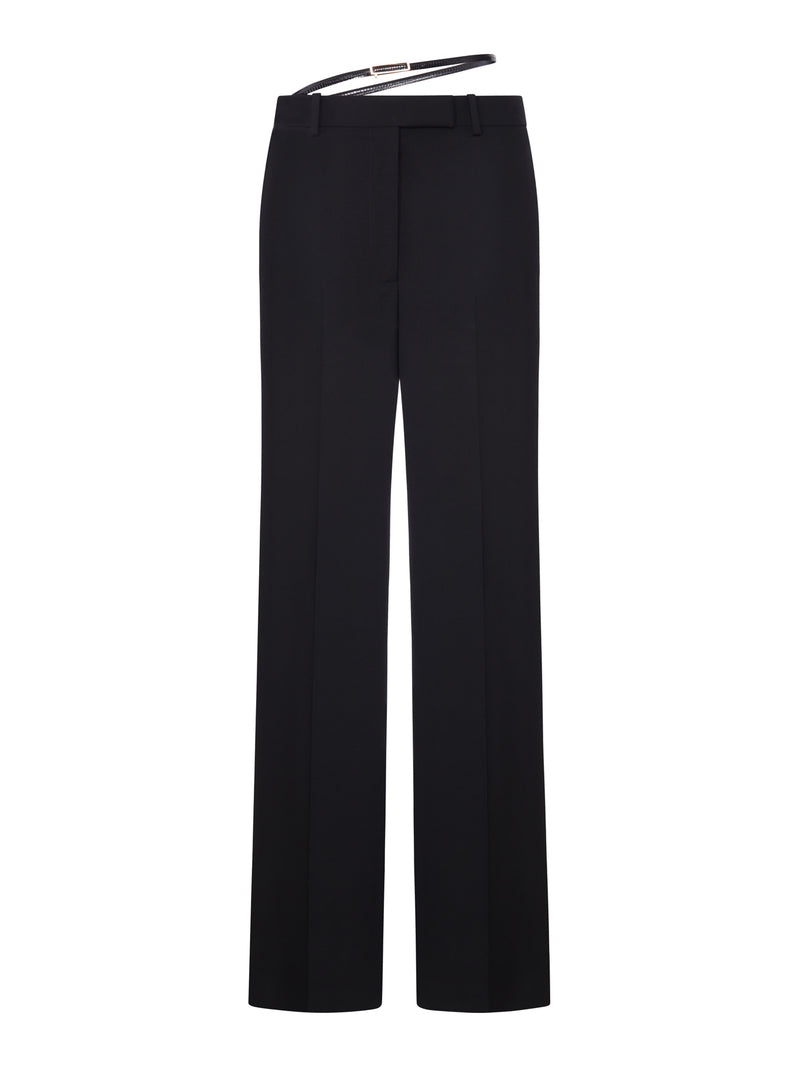 STRAIGHT-LEG TAILORED TROUSERS WITH A THIN WAISTBAND