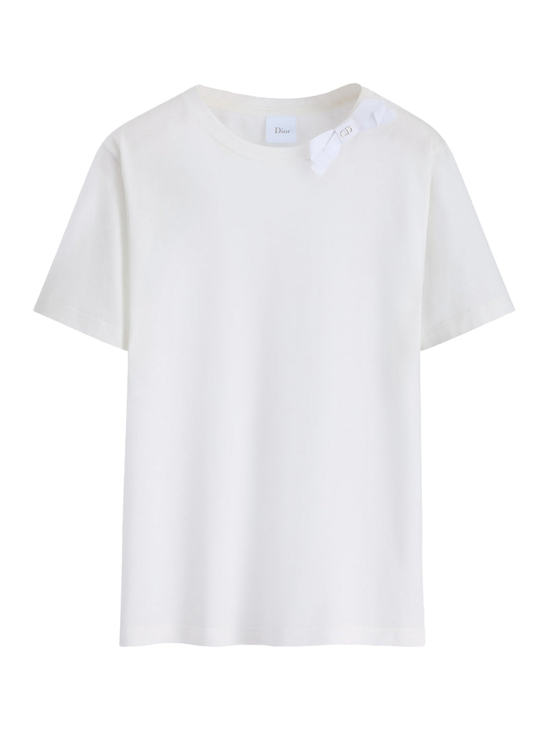 FITTED WHITE COTTON JERSEY T-SHIRT