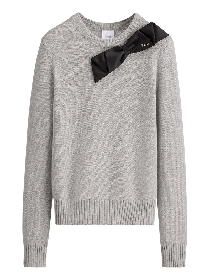 GREY WOOL AND CASHMERE KNIT SWEATER