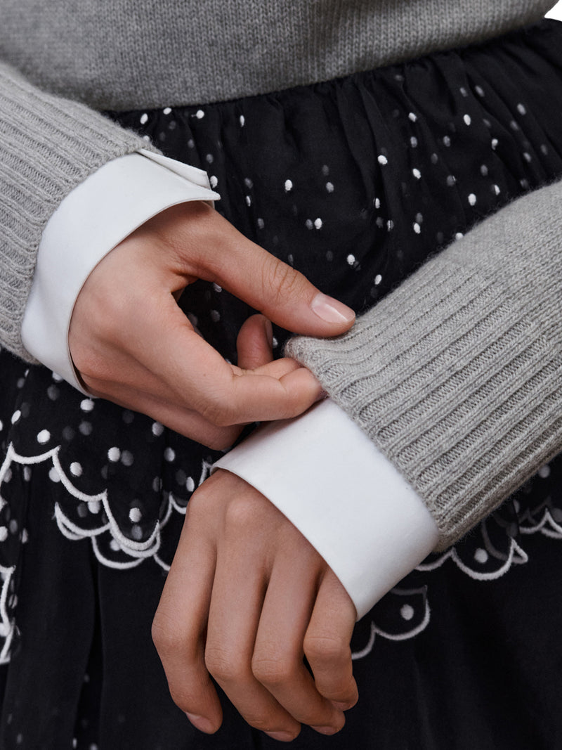 GREY WOOL AND CASHMERE KNIT SWEATER