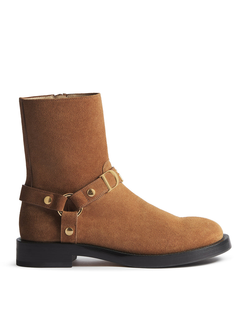 BOLT ANKLE BOOT IN COGNAC BROWN SUEDE CALFSKIN