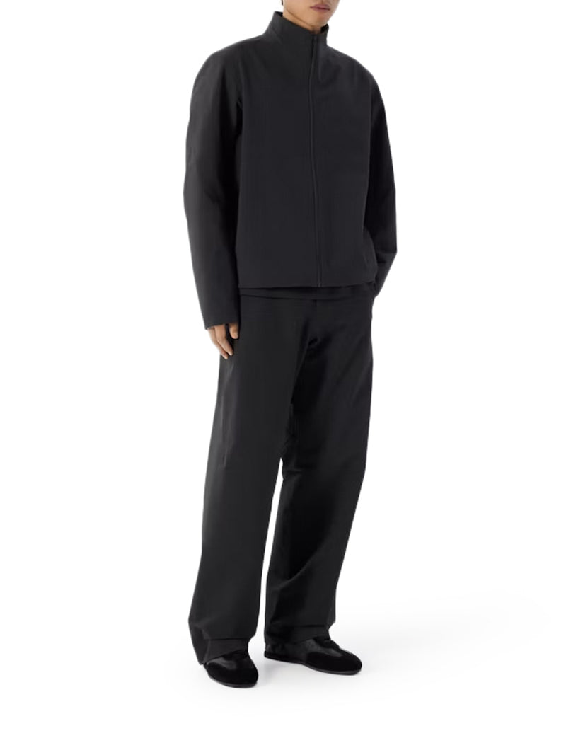 BLACK TECHNICAL JACKET WITH HIGH COLLAR AND FRONT ZIP