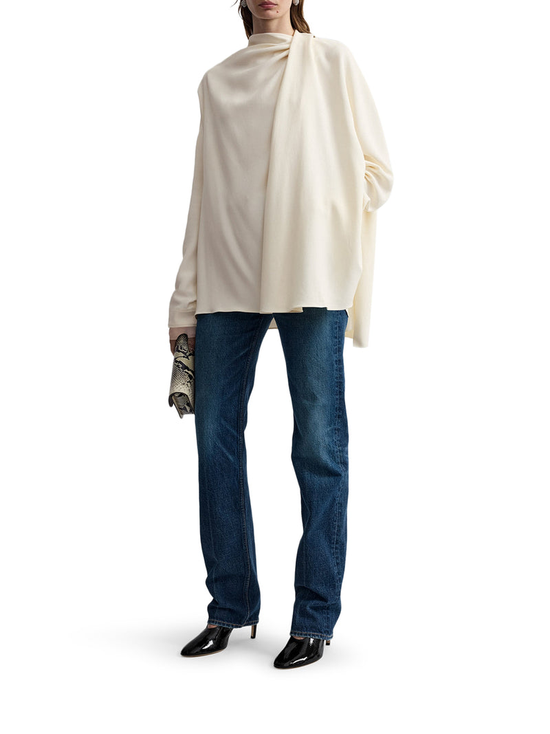 FLUID DRAPED CADY BLOUSE