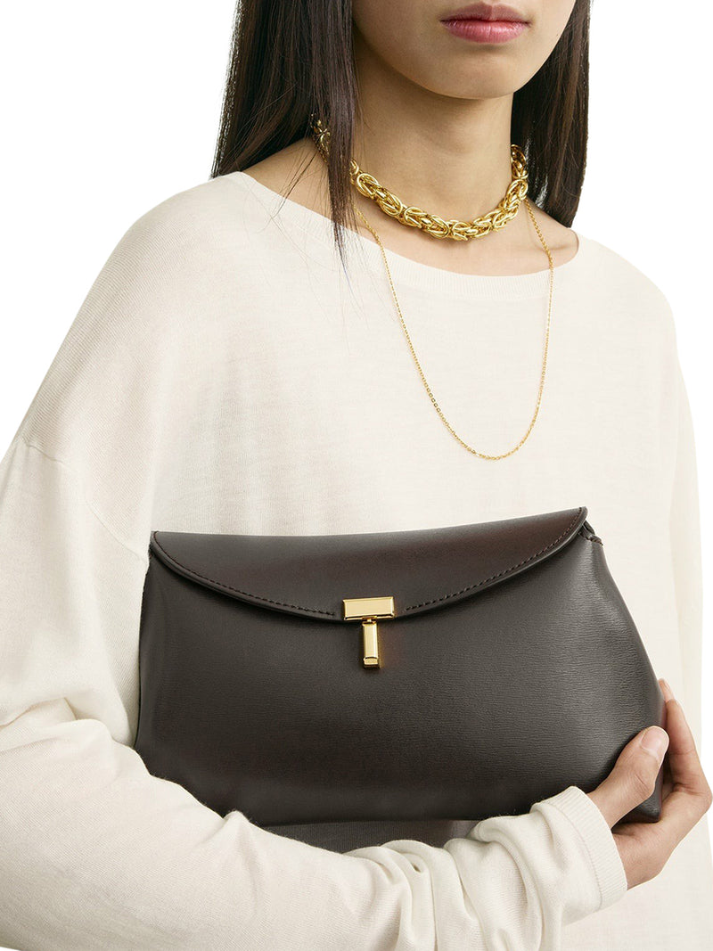 T-LOCK LEATHER CLUTCH