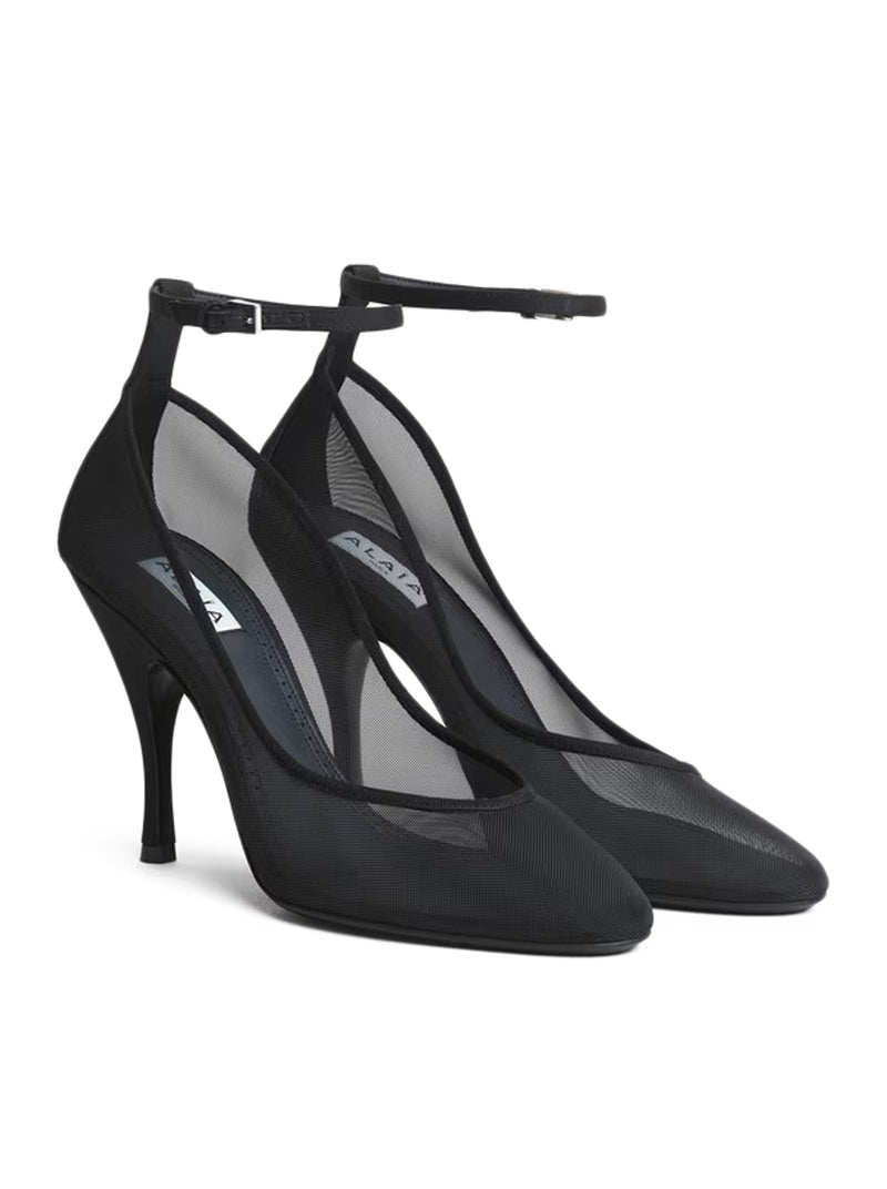 PUMPS WITH MESH STRIPS