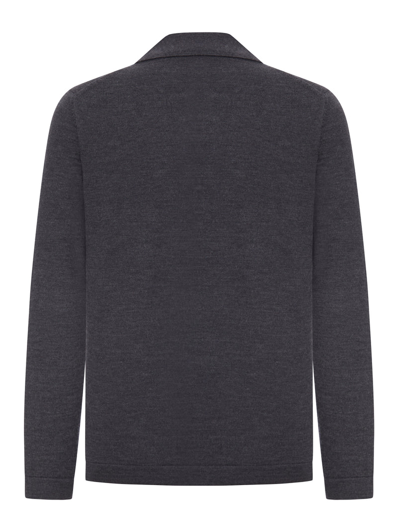 FINE KNIT CARDIGAN WITH LAPEL COLLAR