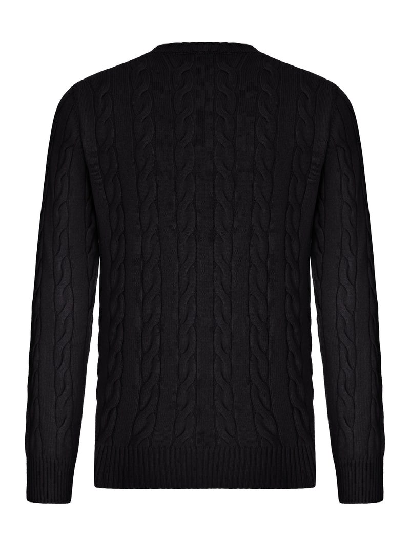 CREW NECK CABLE KNIT SWEATER