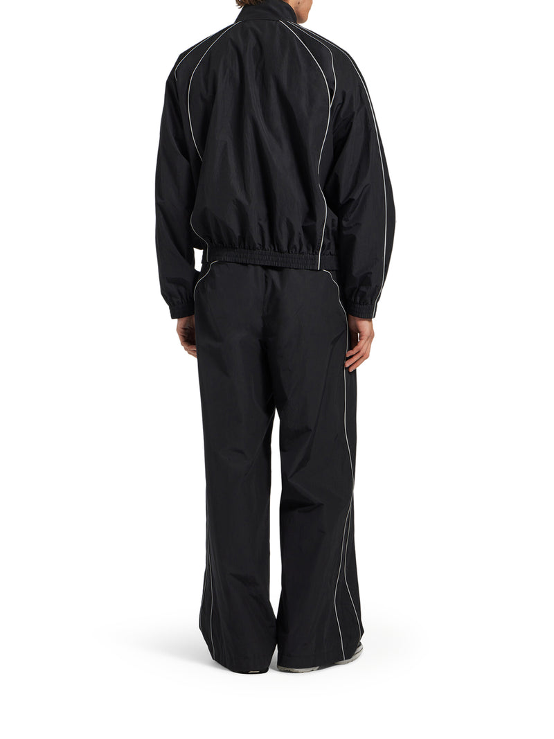 BLACK TECHNICAL COTTON POPLIN TRACKSUIT TROUSERS