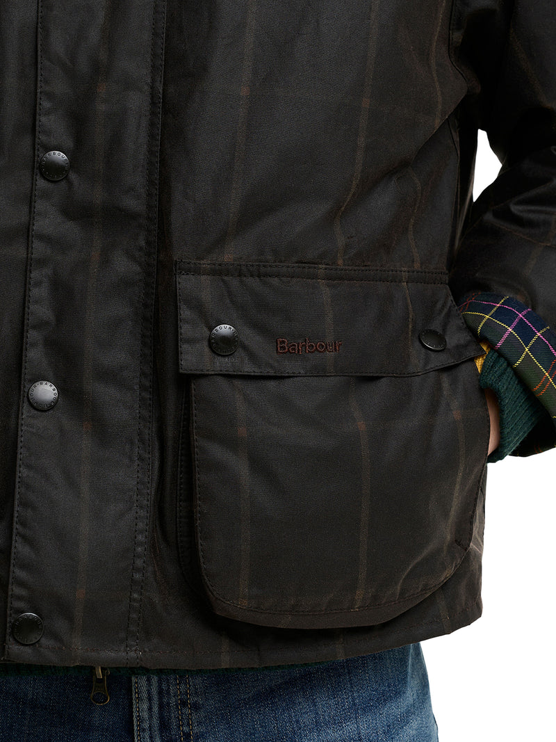 PAUL SMITH LOVES BARBOUR TRANSPORT WAXED JACKET WITH LARGE CHECK PATTERN