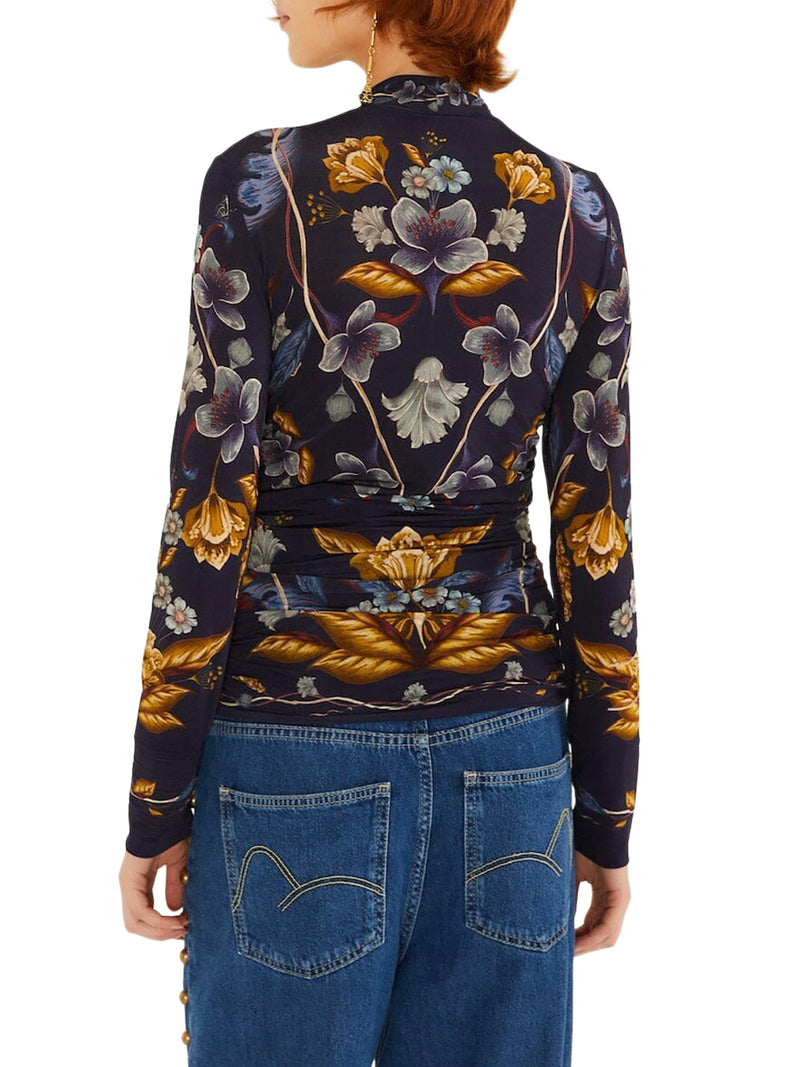 FLORAL PRINT HIGH-NECK TOP