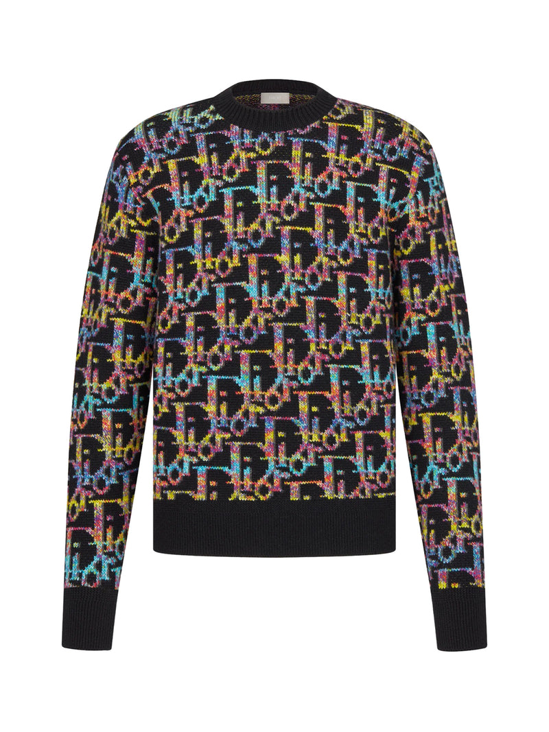 DIOR OBLIQUE black wool jacquard sweater