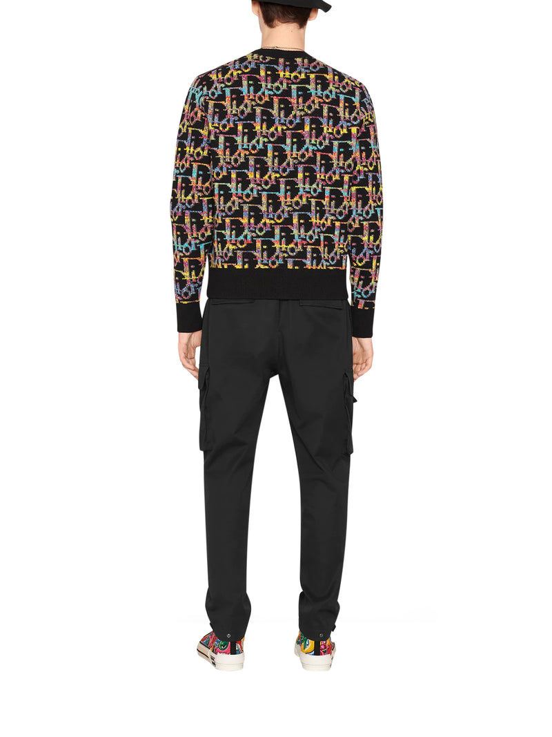 DIOR OBLIQUE black wool jacquard sweater