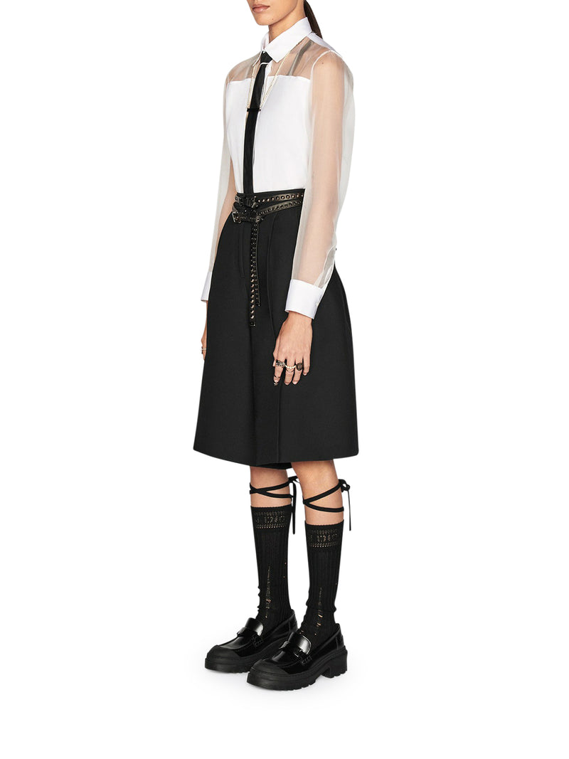 SEMI-TRANSPARENT BLOUSE WITH PLASTRON