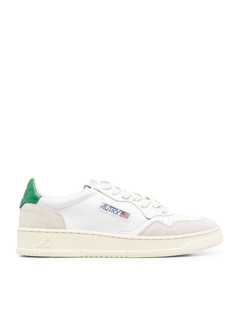MEDALIST LOW SNEAKERS IN LEATHER AND WHITE GREEN SUEDE