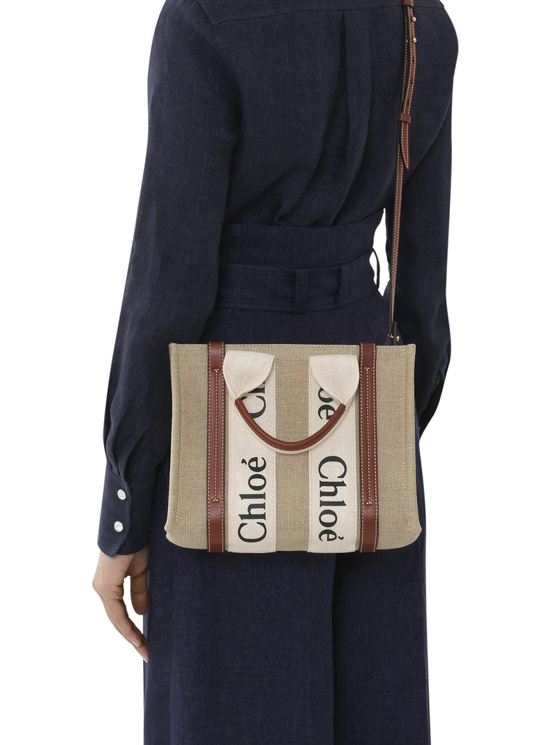 WOODY SMALL LINEN TOTE BAG