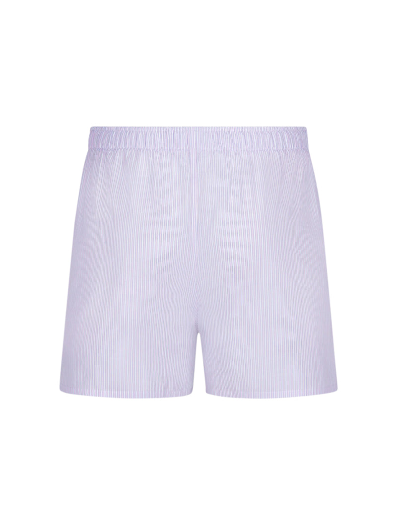 Striped pink and white cotton poplin
