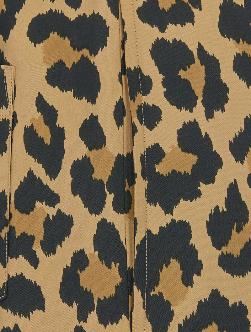 Multicolour technical satin with leopard print