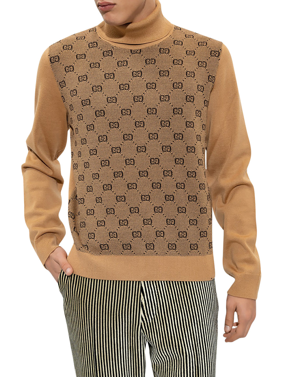 Louis Vuitton® Monogram Embroidered Wool Crewneck Brown. Size 5XL