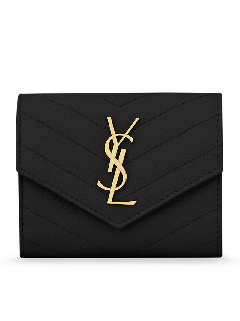 CASSANDRE MATELASSÉ COMPACT TRI-FOLD WALLET IN GRAIN DE POUDRE EMBOSSED LEATHER