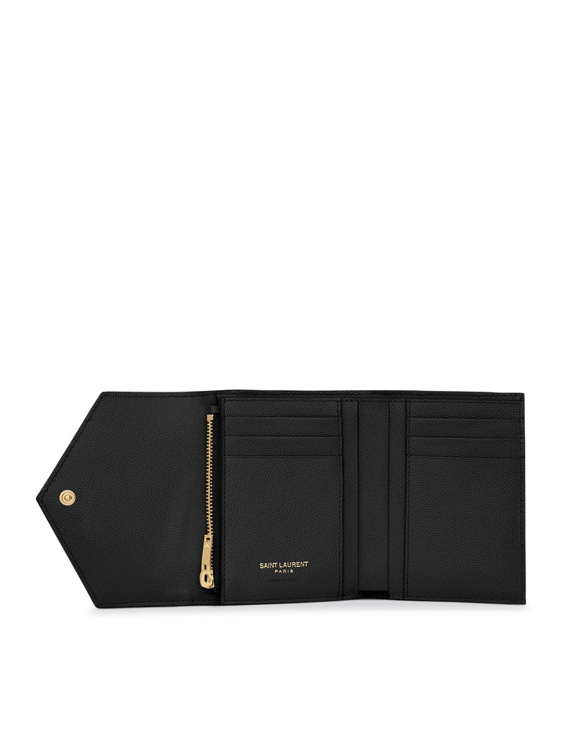 CASSANDRE MATELASSÉ COMPACT TRI-FOLD WALLET IN GRAIN DE POUDRE EMBOSSED LEATHER