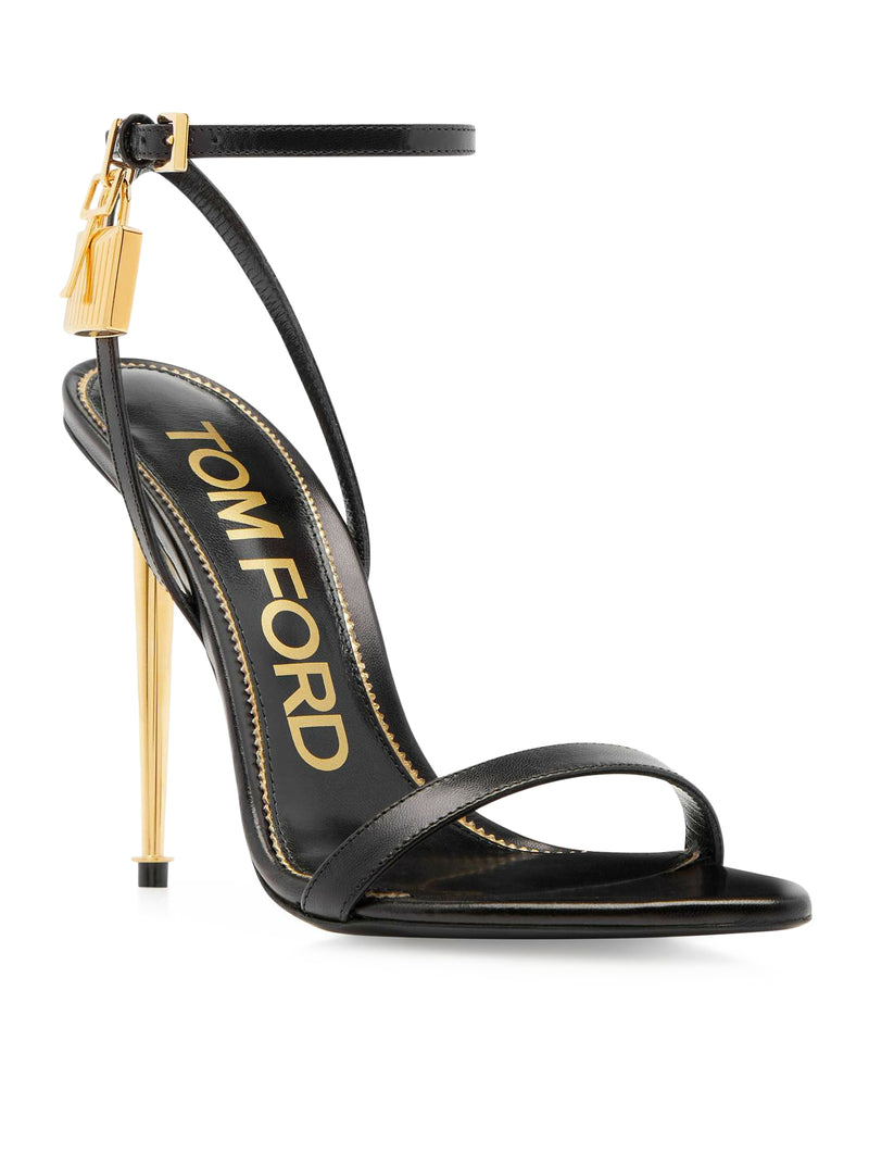 85MM PADLOCK POINTED SANDAL IN SHINY LEATHER