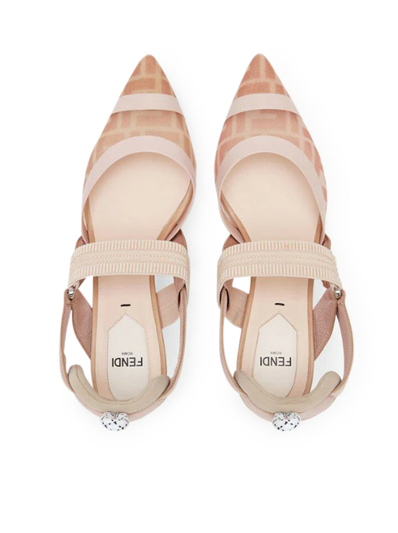 COLIBRI` SLINGBACK IN LEATHER AND MESH WITH MEDIUM HEEL