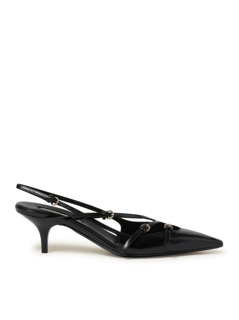 PATENT LEATHER SLINGBACK WITH BUCKLES