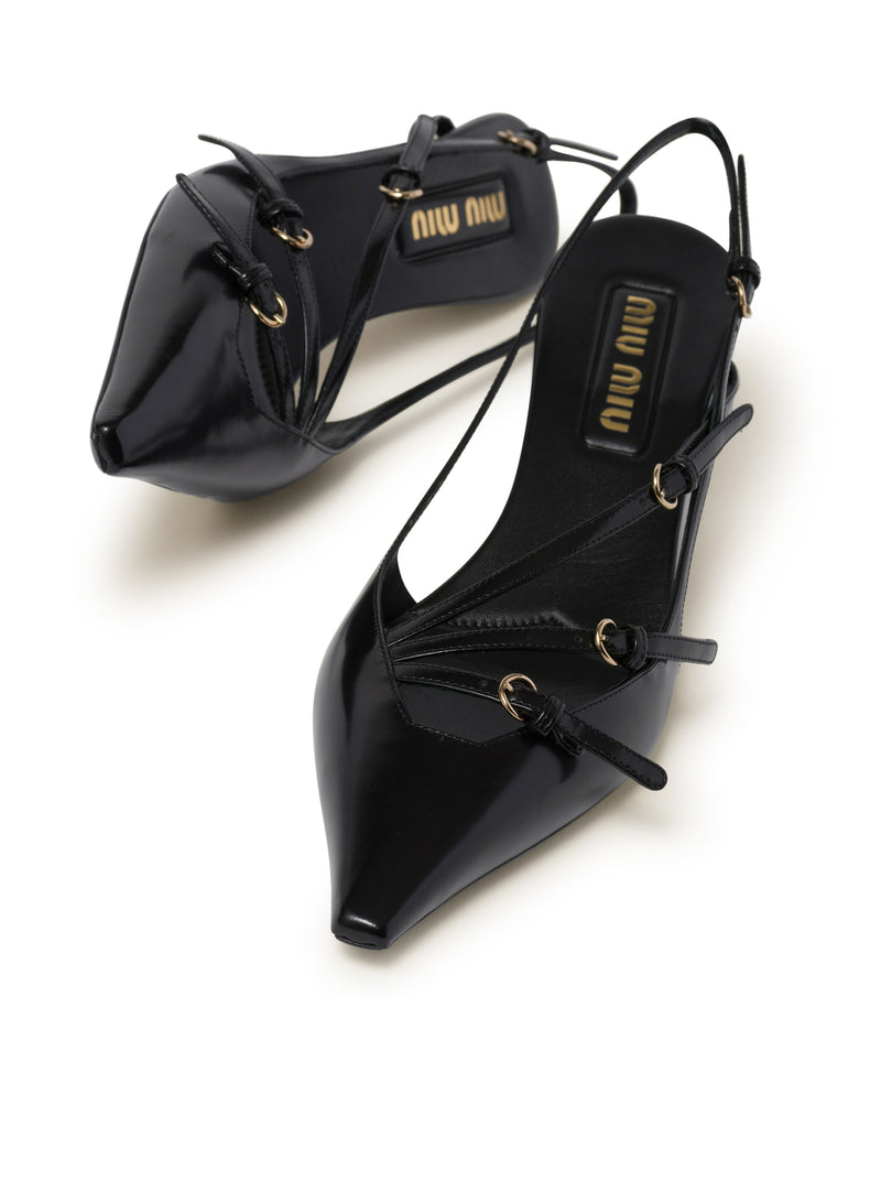 PATENT LEATHER SLINGBACK WITH BUCKLES