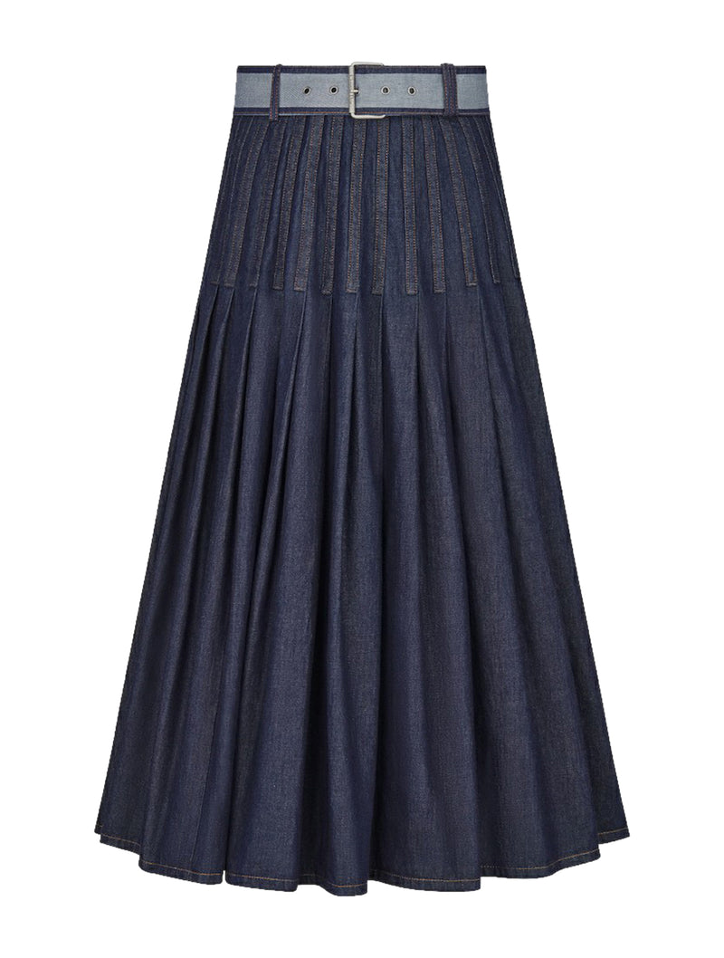 MIDI COUTURE SKIRT IN DENIM