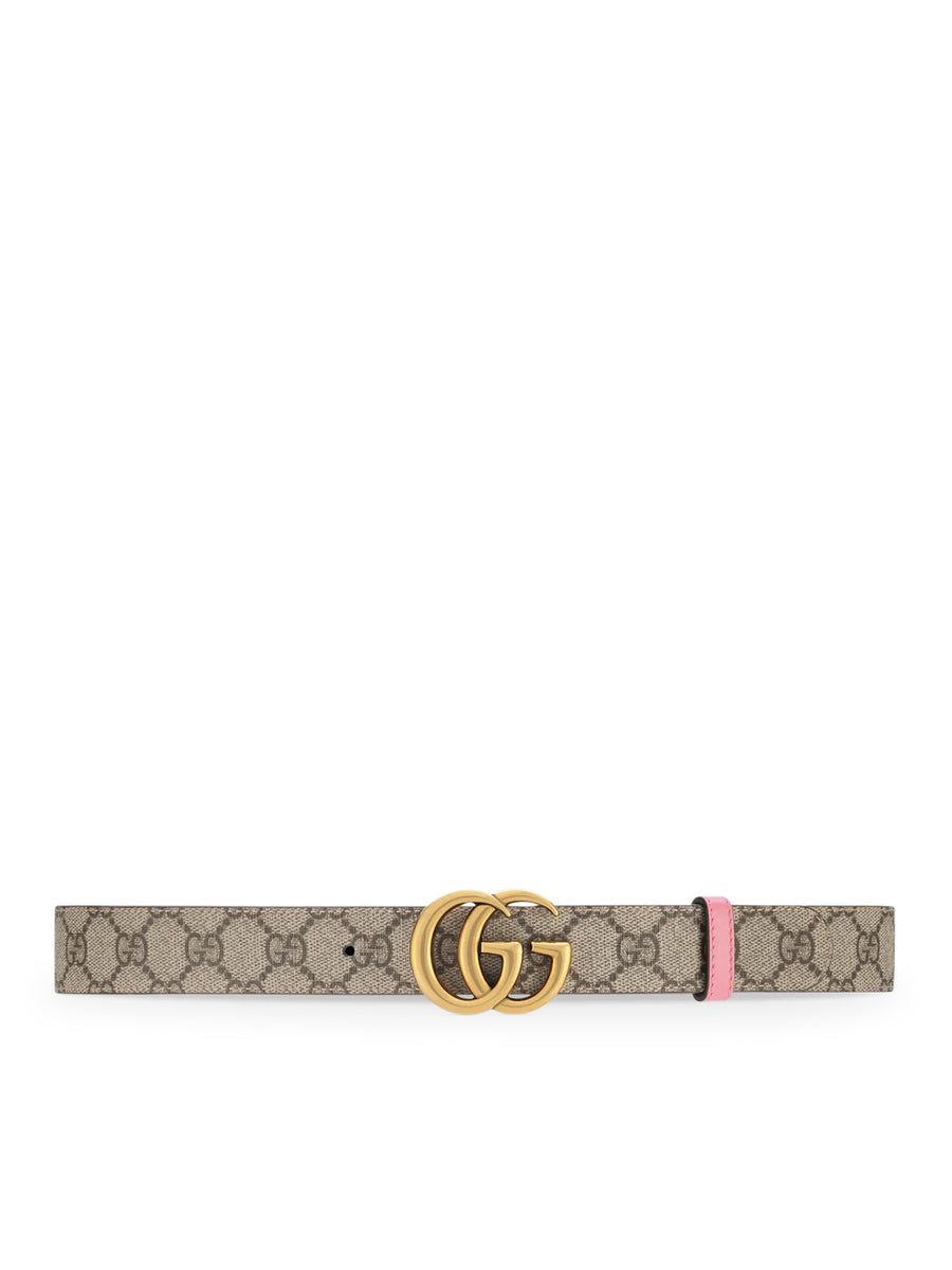 Gucci GG Marmont Reversible Canvas And Leather Belt in Pink