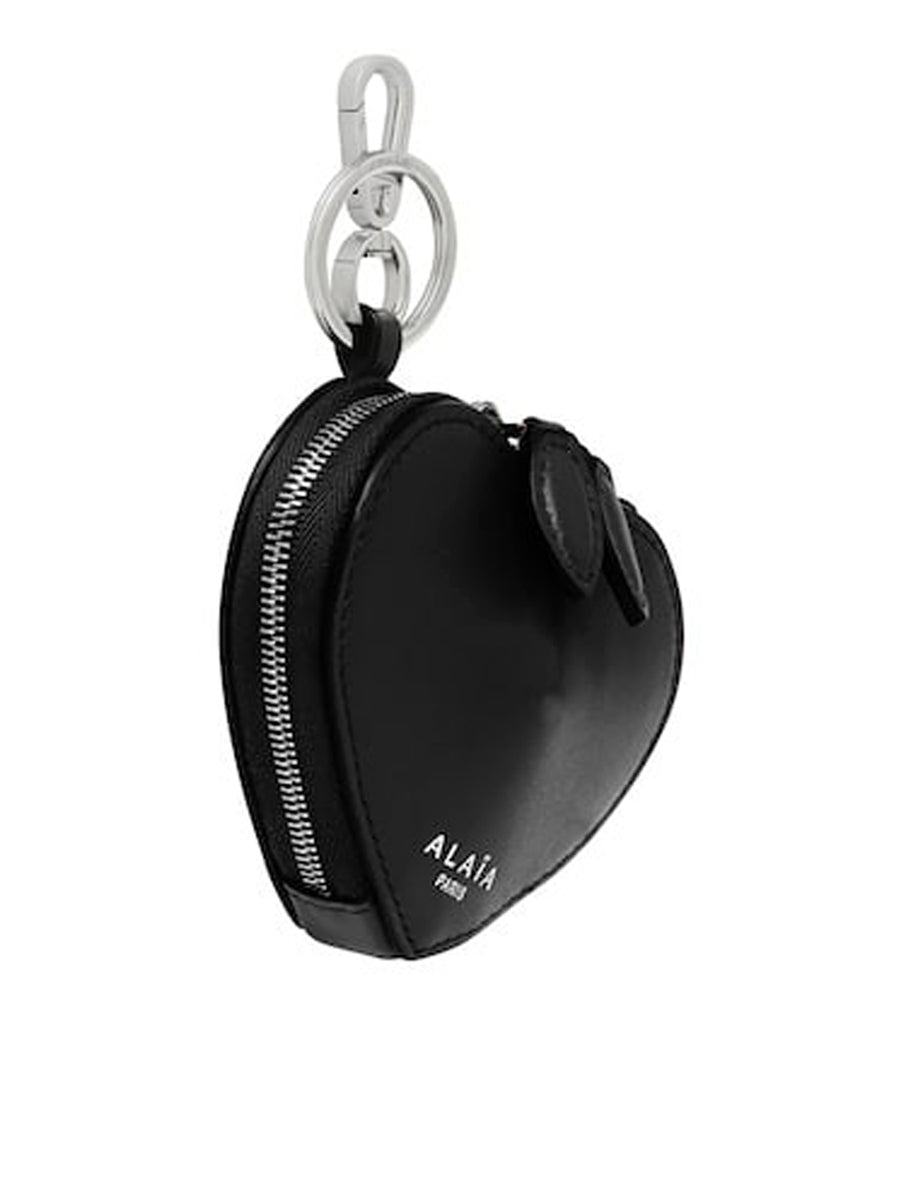 Le Coeur Mini Leather Coin Purse in Black - Alaia