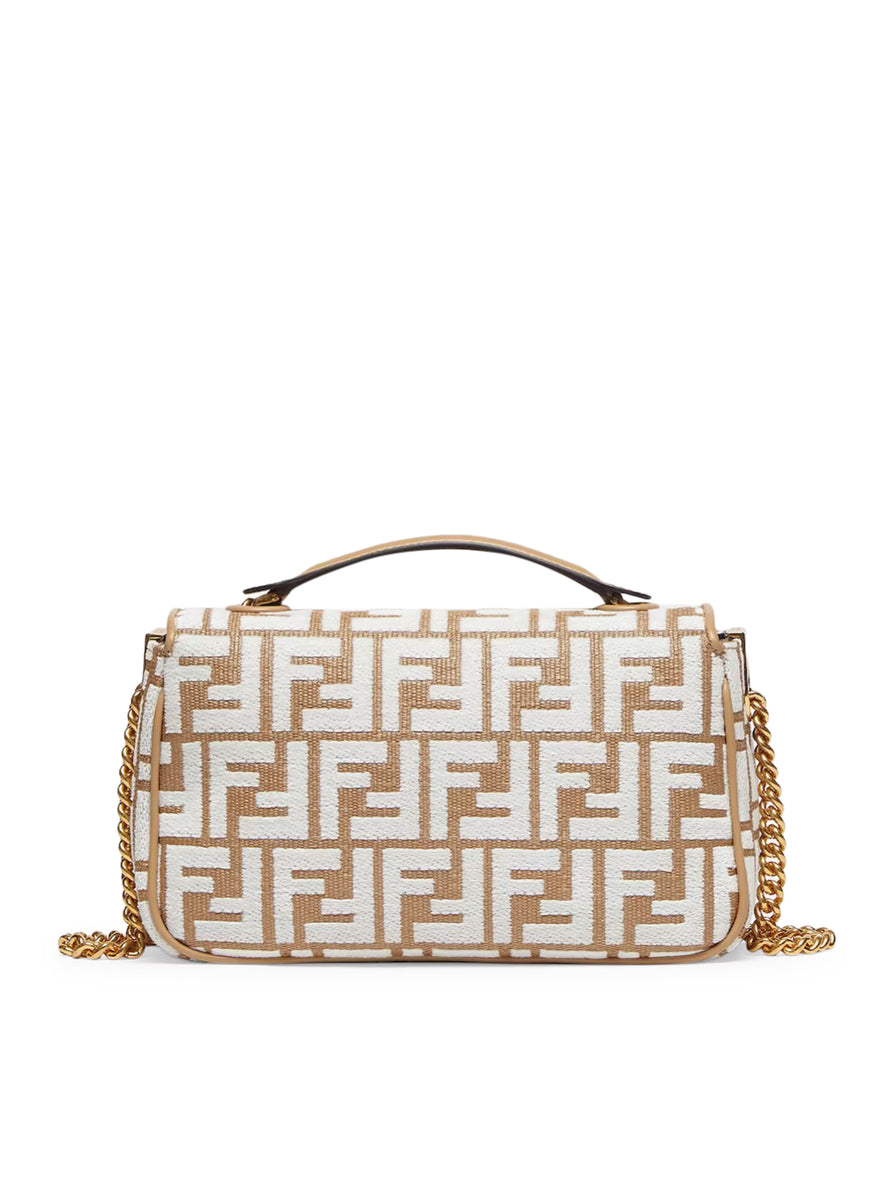 Fendi Baguette Pouch with Chain In FF Motif Fabric Brown