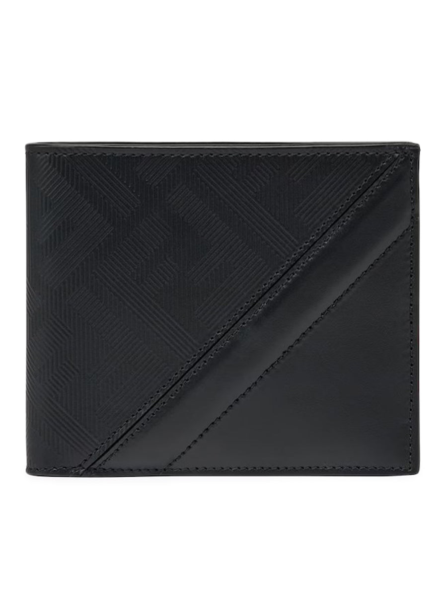 BLACK LEATHER SHADOW DIAGONAL CARD HOLDER