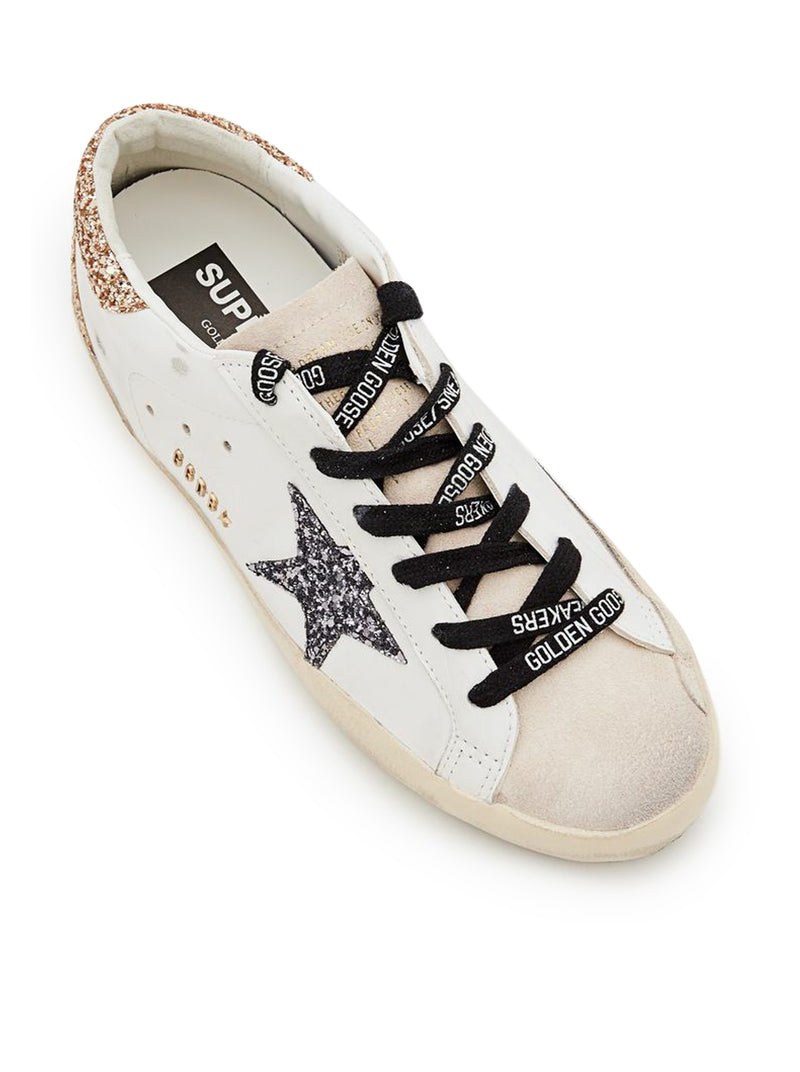 SUPER-STAR SNEAKERS IN LEATHER AND GLITTER