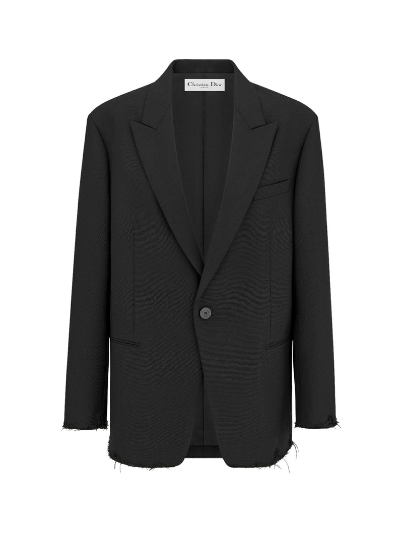 BLACK WOOL AND MOHAIR OVERSIZED BLAZER