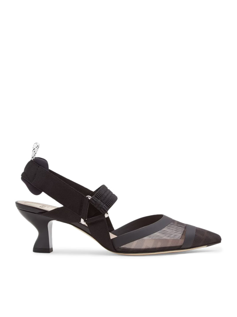 COLIBRì MESH AND LEATHER MEDIUM SLINGBACK WITH MEDIUM HEEL