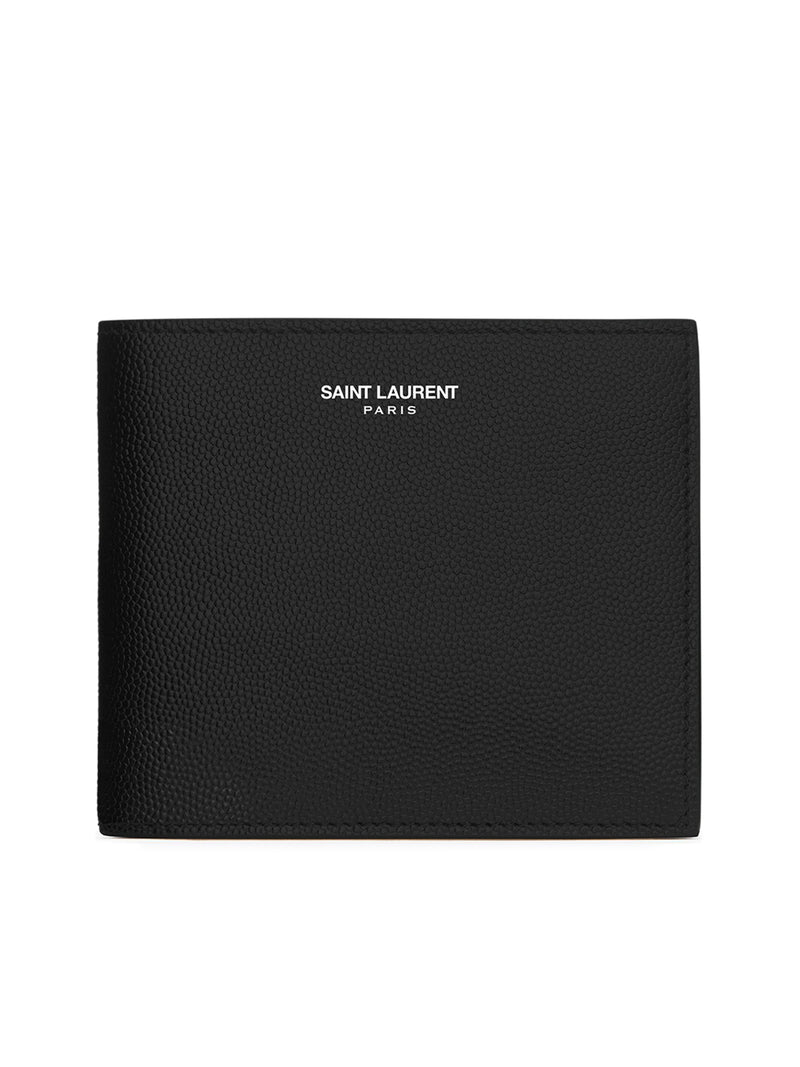 SAINT LAURENT PARIS EAST / WEST WALLET WITH PURSE BLACK TEXTURED LEATHER