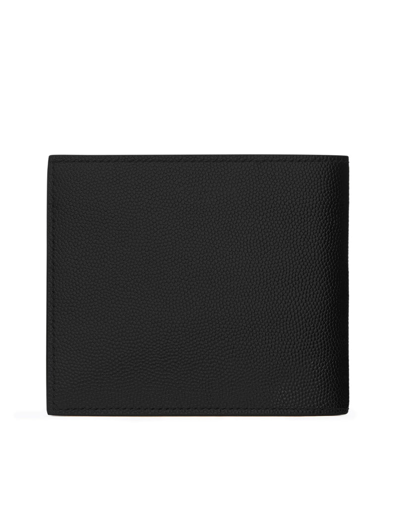 SAINT LAURENT PARIS EAST / WEST WALLET WITH PURSE BLACK TEXTURED LEATHER