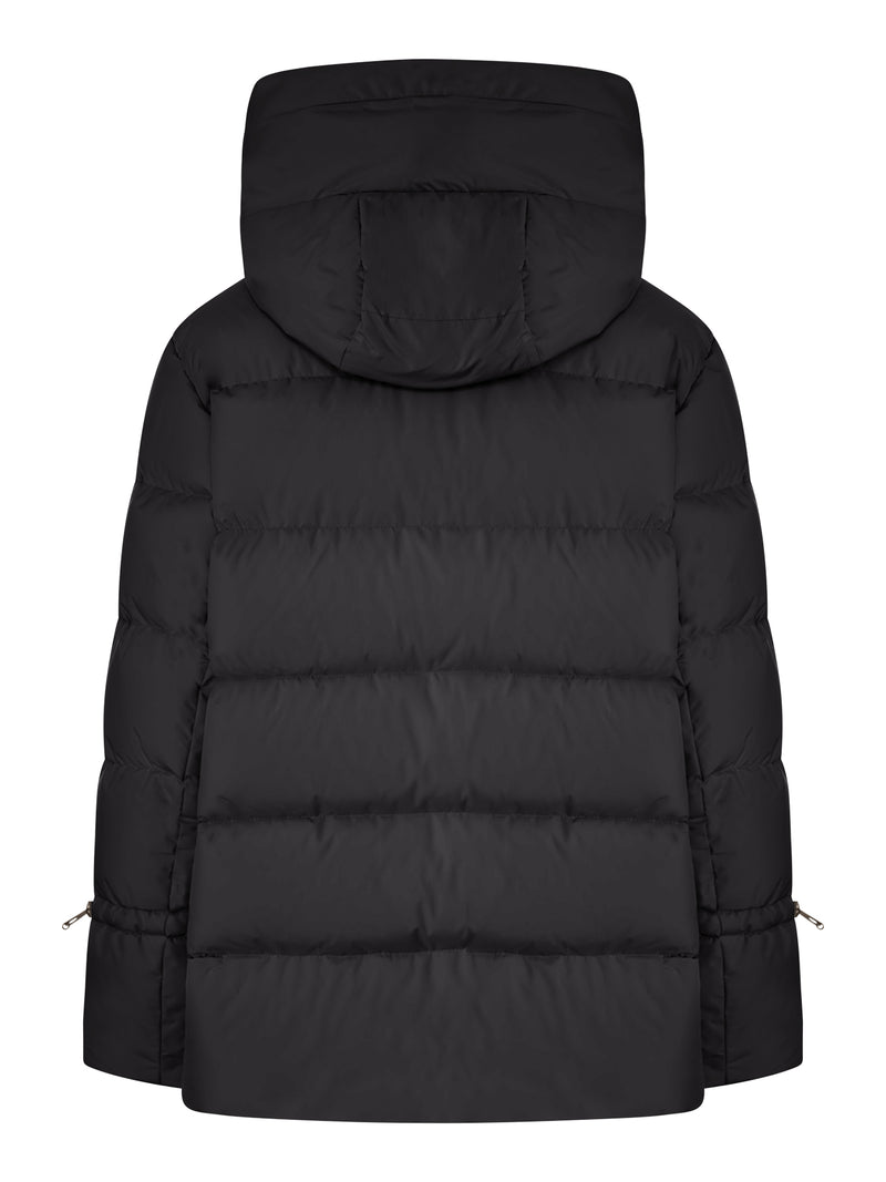 SHORT QUILTED NYLON DOWN JACKET WITH HOOD