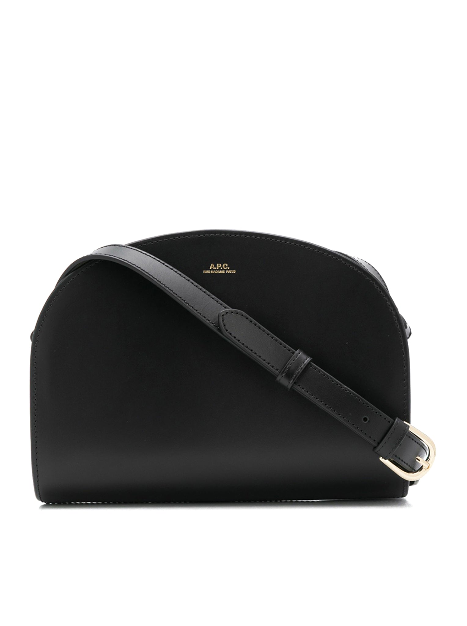 DEMI-LUNE BLACK LEATHER SHOULDER BAG