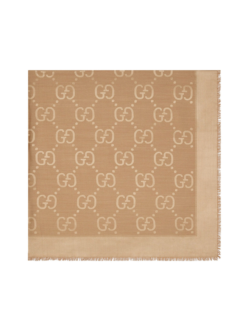 JACQUARD WOOL AND SILK SHAWL WITH GG PATTERN