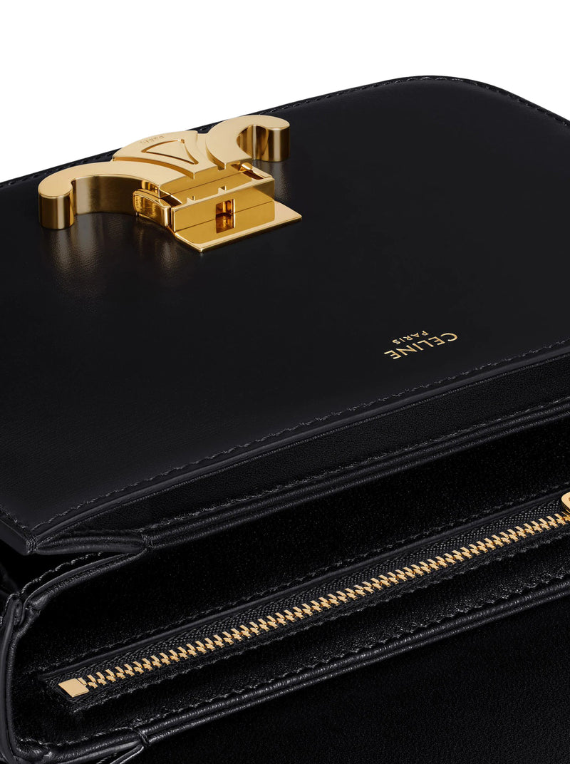 TRIOMPHE TEEN BAG IN SCHWARZ SHINY CALF LEATHER