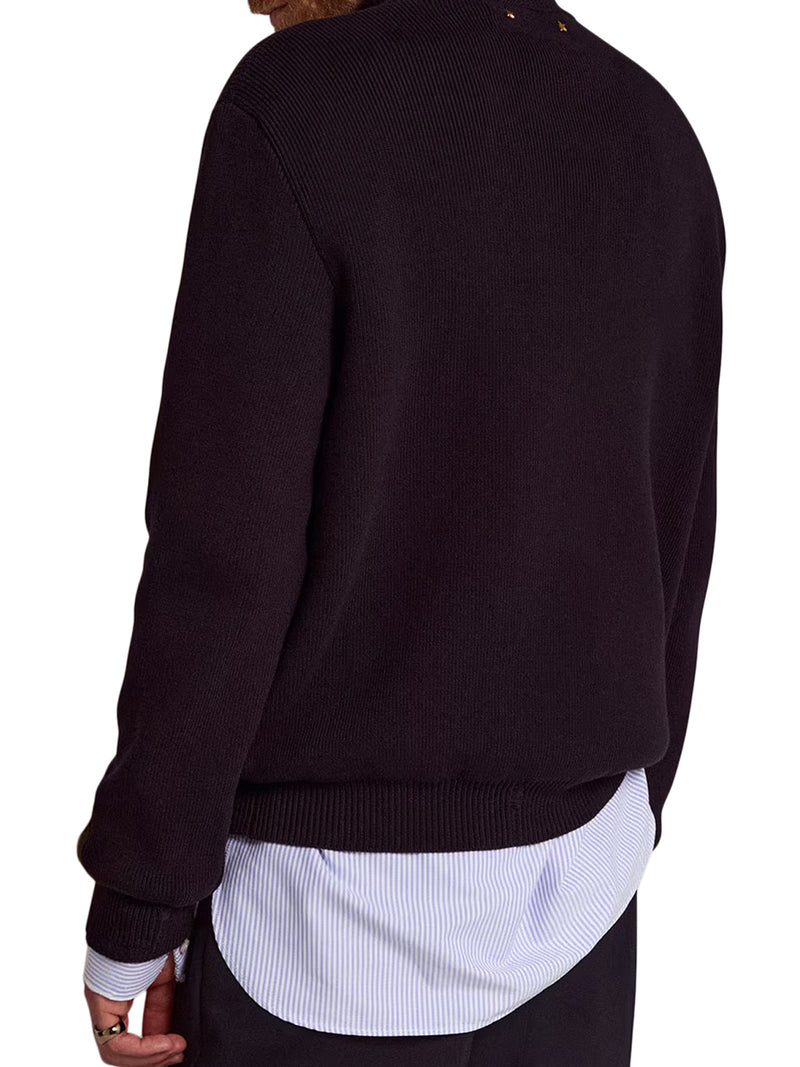 CREWNECK COTTON SWEATER WITH DESTROYED EFFECT