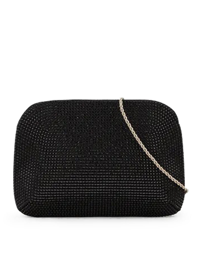 CLUTCH IN SATIN AND RHINESTONES