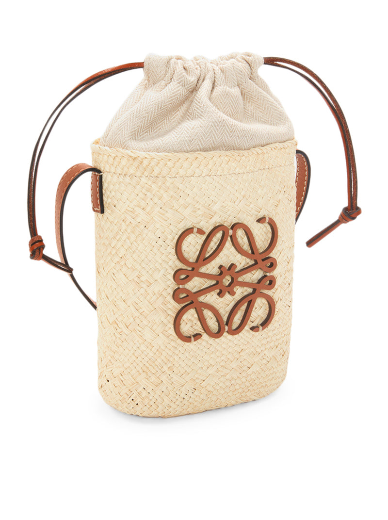 SQUARE BAG IN IRACA PALM AND CALFSKIN