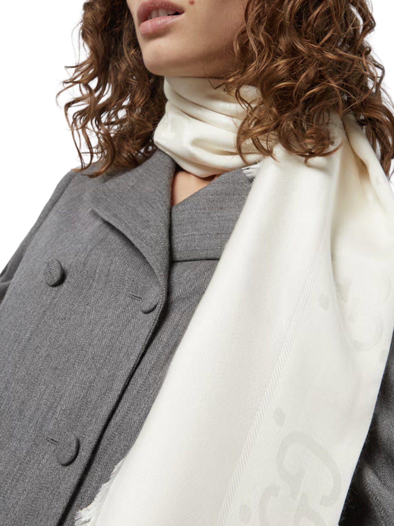 JACQUARD WOOL AND SILK SHAWL WITH GG PATTERN